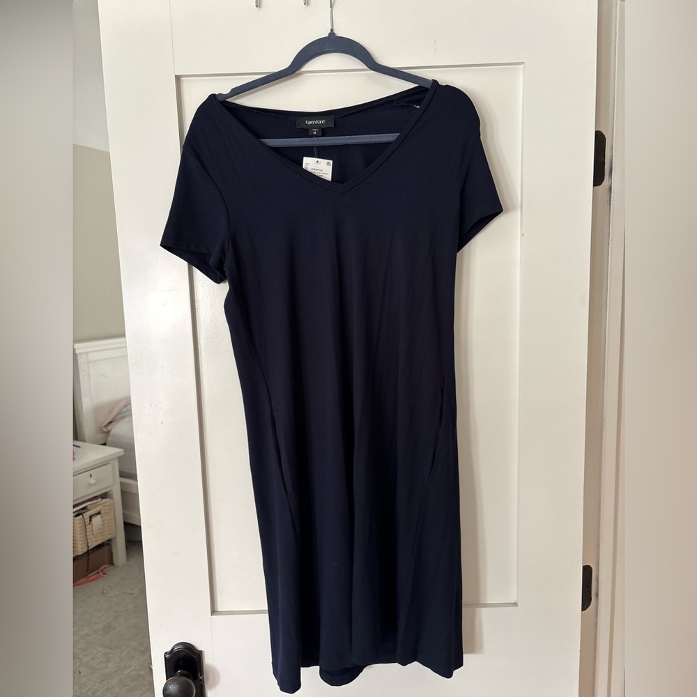Karen Kane Navy V-Neck Short Sleeve Dress